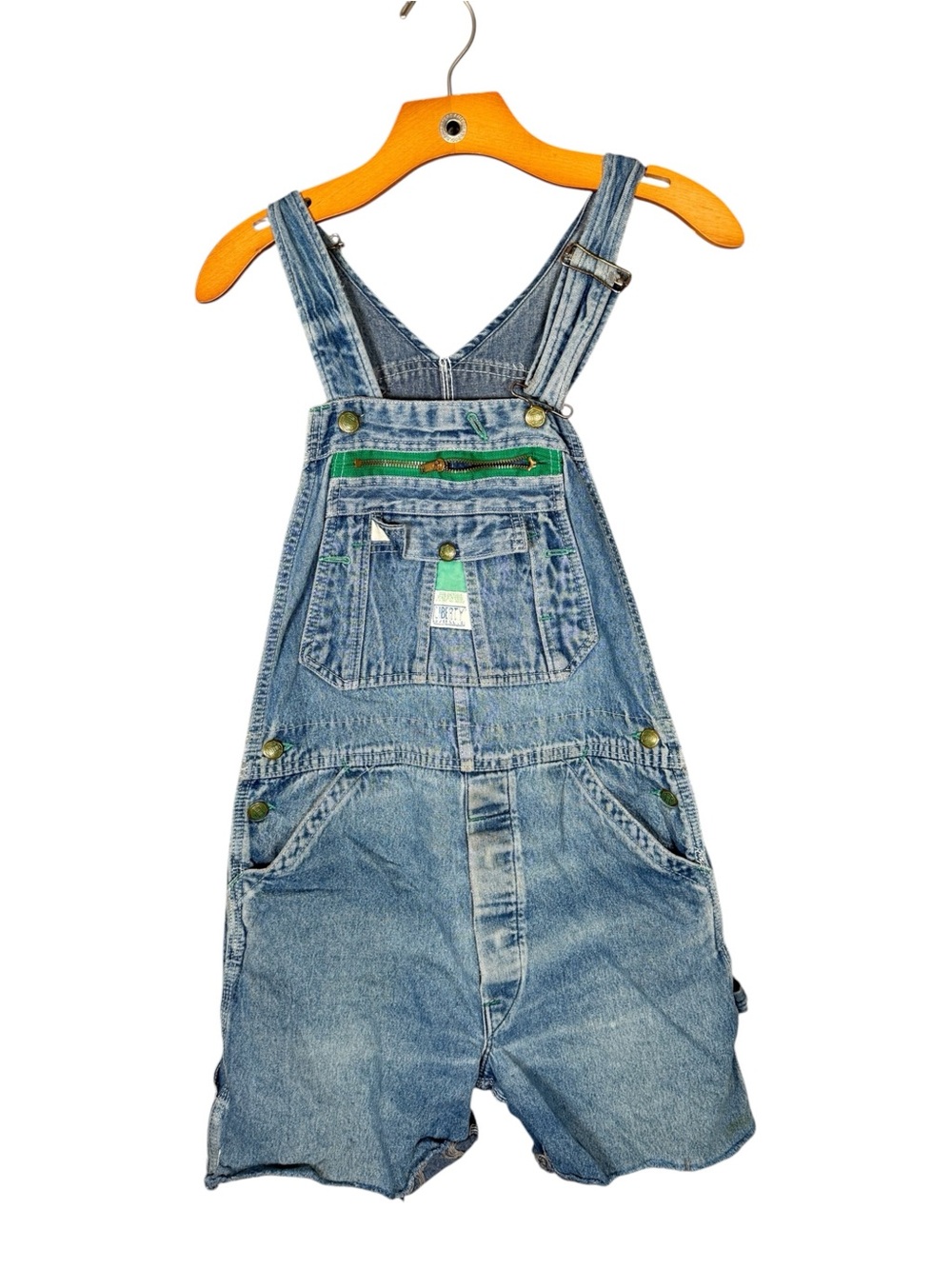 Vintage Liberty Short Overalls Green Accent Casual Y2K